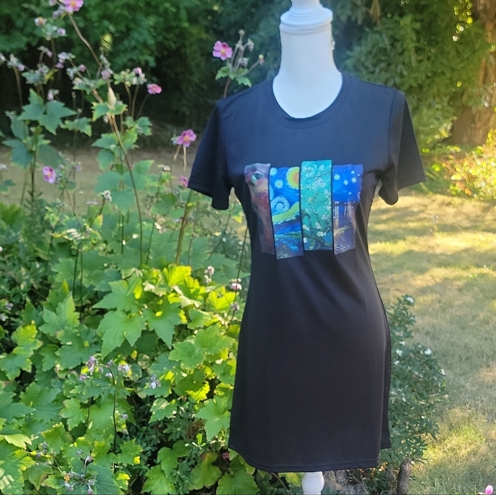 Artistic Black T-Shirt Dress